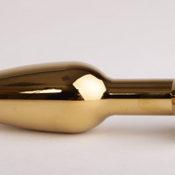 Золотистая анальная пробка с прозрачным кристаллом - 11,2 см.